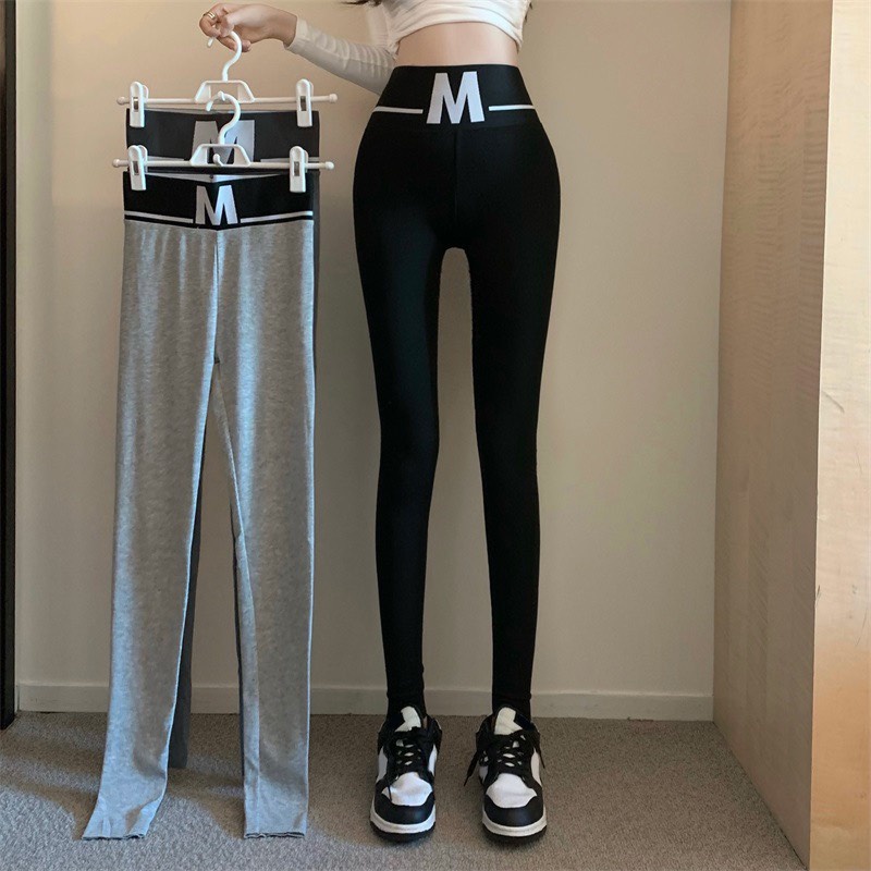 Quần Legging Tăm Nữ Cạp Chữ M Chất Cotton Thon Gọn Thời Trang