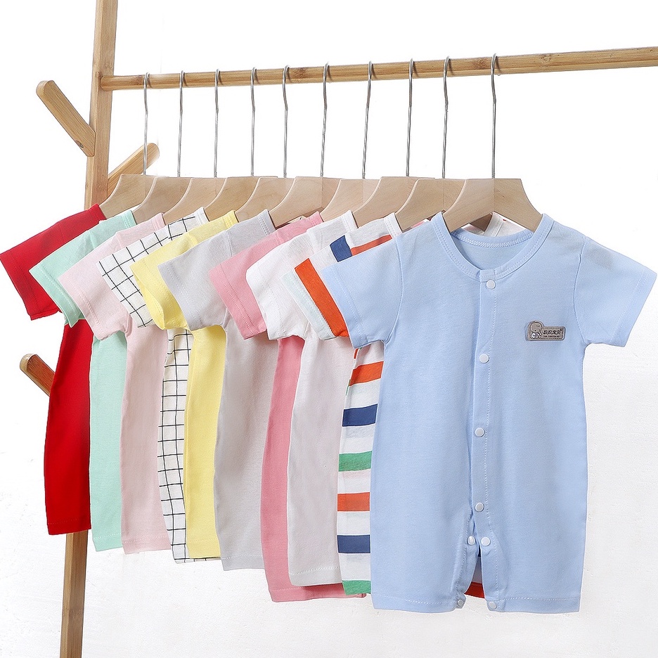 Bodysuit cotton bé trai và bé gái tay ngắn romper