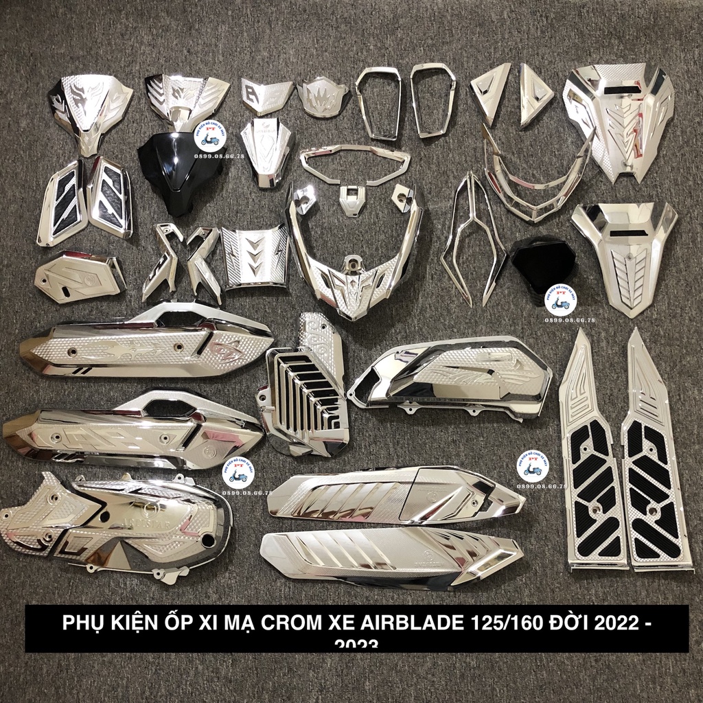 Phụ kiện ốp xe Air Blade  đời 2022 - 2023 loại 125/160 - Crom / Carbon Garnish