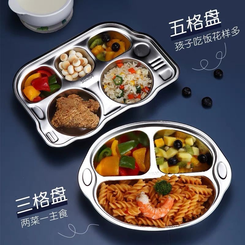 Khay Đựng Thức Ăn Bằng Thép Không Gỉ 304 Chống Sốc Họa Tiết Hoạt Hình Dễ Thương Cho Bé