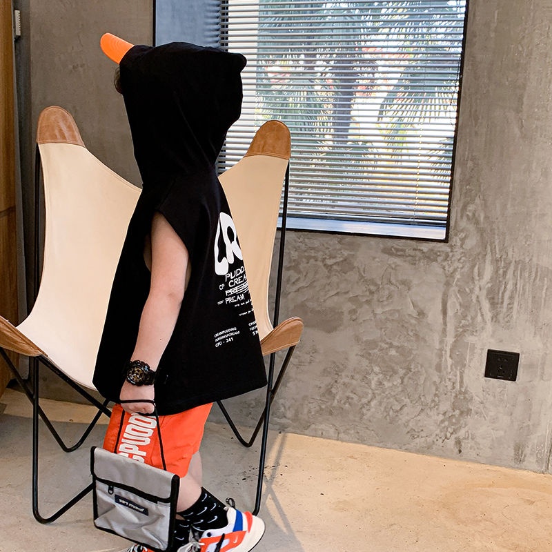 Áo Hoodie Cotton Không Tay Màu Trơn Mẫu Mới 2022 Thời Trang Mùa Hè Cho Bé Trai