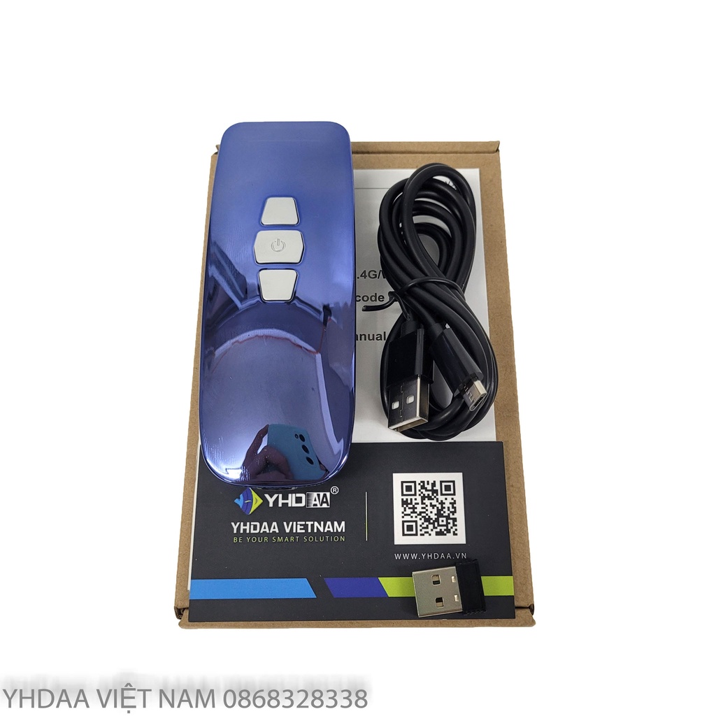 Máy quét mã vạch mini bỏ túi YHD 3200DB 2D - Máy đọc mã QRcode hỗ trợ kết nối Bluetooth dùng trên Điện thoại, Laptop, PC