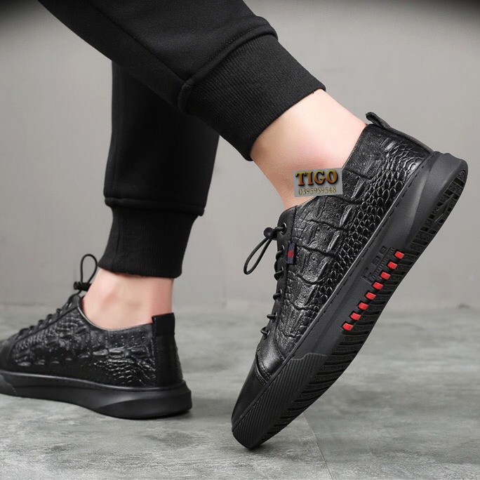 giày thể thao nam Sneakers da bò buộc dây hot nhất 2020