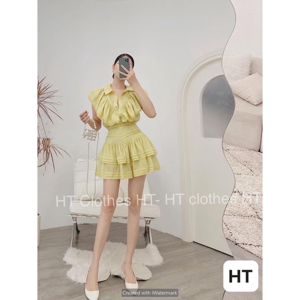 Set áo voan bánh bèo kèm chân váy hai tầng