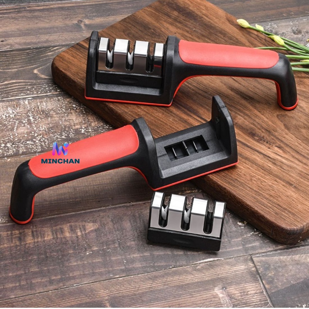Dụng Cụ Mài Dao Kéo 3 Cấp Độ MD01 MINCHAN Cao Cấp Thép Không Rỉ, Có Tay Cầm - Dao như mới chỉ trong 30 giây