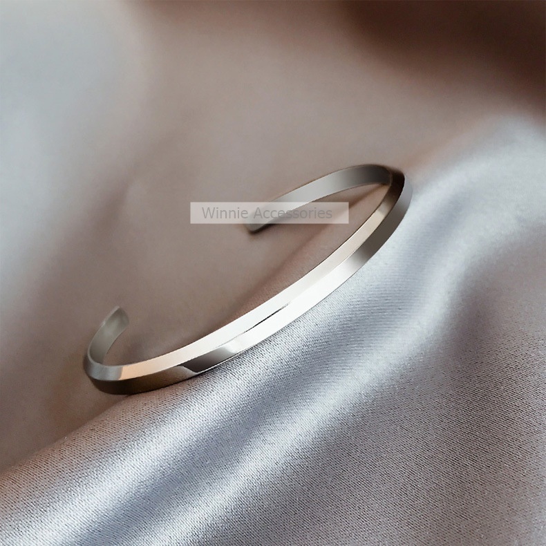 Vòng tay nữ titan Cuff trơn cổ điển | 3 màu | Size S/M