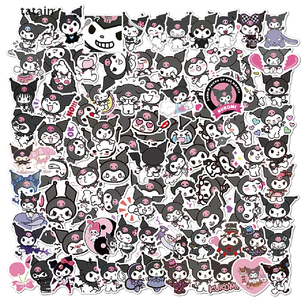 Bộ 100 Miếng Dán Anime kuromi Chống Nước Trang Trí Ván Trượt / Guitar / Laptop