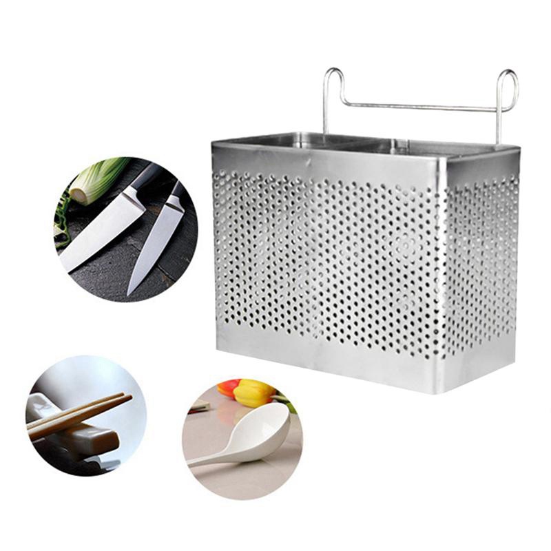 Giá đỡ muỗng đũa bằng thép không gỉ có móc treo tiện dụng cho nhà bếp