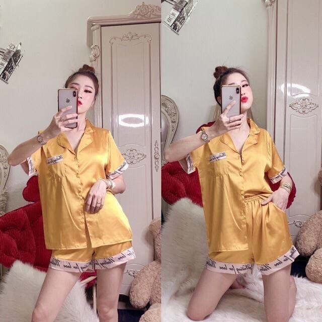 Bộ Pijama Lụa Cộc Tay, Bộ Ngủ lụa, Bộ Mặc Nhà Lụa Cộc Tay Cao Cấp Hàng Thiết Kế Có Size, Quần có túi Chất Lụa Mịn Mát