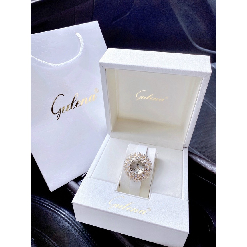Đồng hồ nữ dây da, đồng hồ đeo tay nữ GULENA chính hãng cao cấp, đính đá cao cấp chuẩn kim cương nhân tạo siêu sang