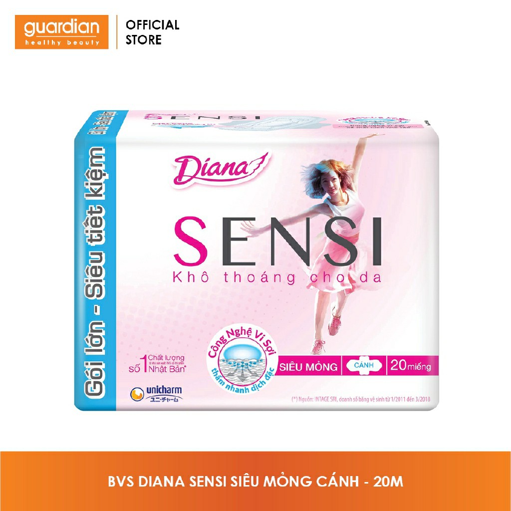 Băng vệ sinh Diana Sensi siêu mỏng cánh 23 cm - 8 miếng (mẫu mới)