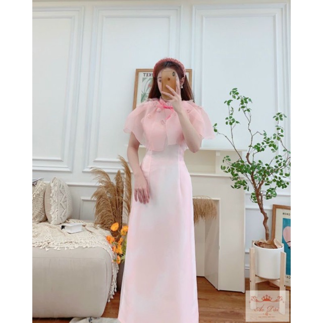 🌸🌸 Áo dài cách tân tiểu thư "Ý Nhi" nhún bèo cổ nơ siêu xinh mặc lên tôn dáng thời thượng thời trang thiết kế cách tân