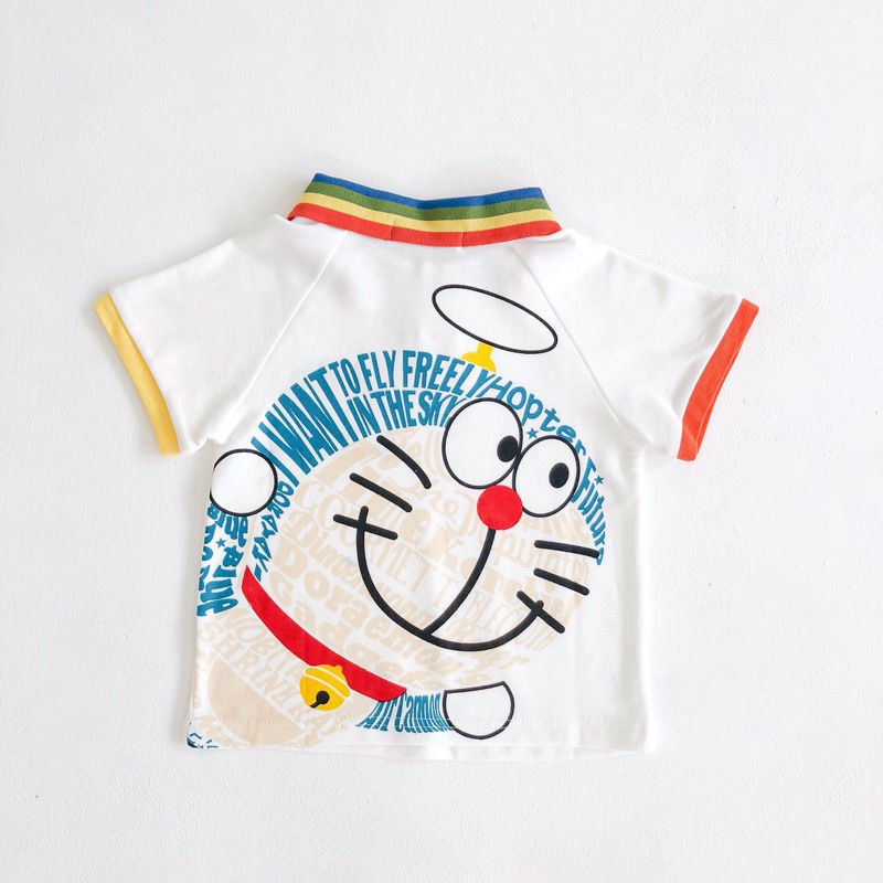 Áo cotton trắng in hình Doraemon 2 mặt cho bé trai &amp; gái (N00713)