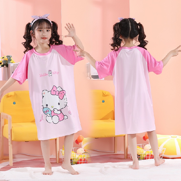 Bộ Đồ Ngủ Cổ Tròn In Họa Tiết Hoạt Hình Cho Bé Gái