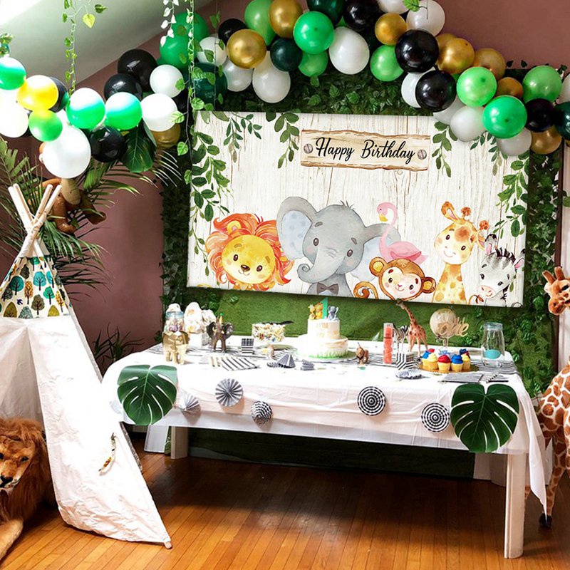 Phông Nền Trang Trí Sinh Nhật Chủ Đề Rừng Rậm 1st