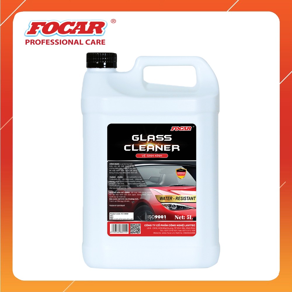 Dung dịch vệ sinh chống ố kính ô tô Focar Glass Cleaner 5L