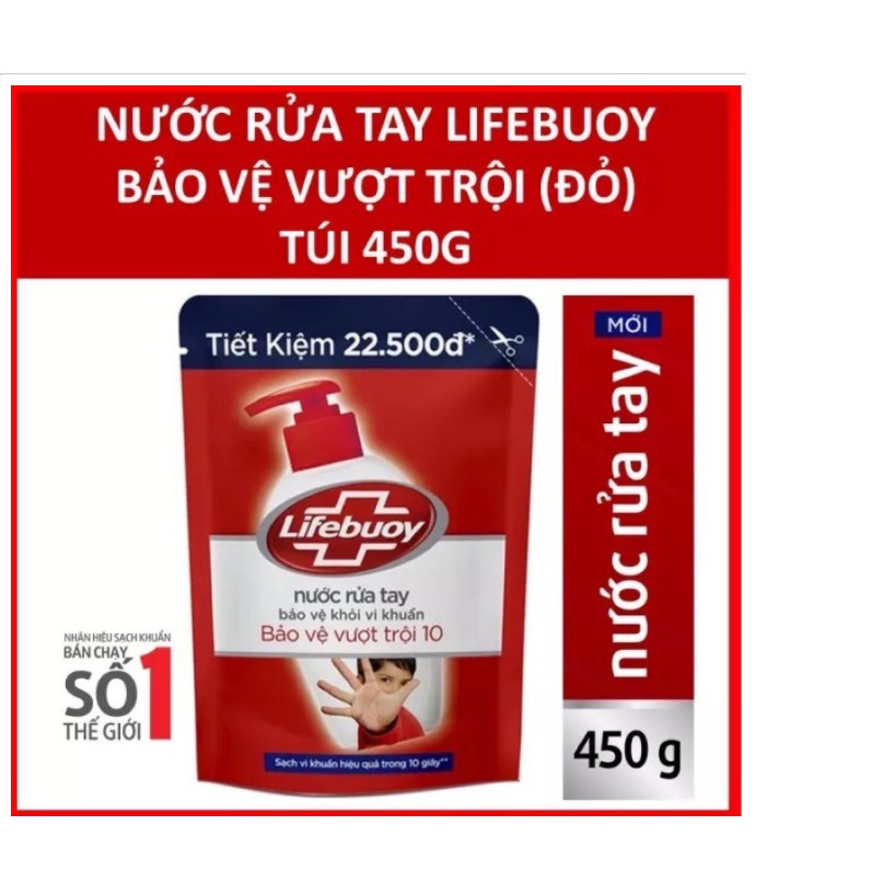 Túi nước rửa tay Lifebuoy đỏ 450g hàng chính hãng