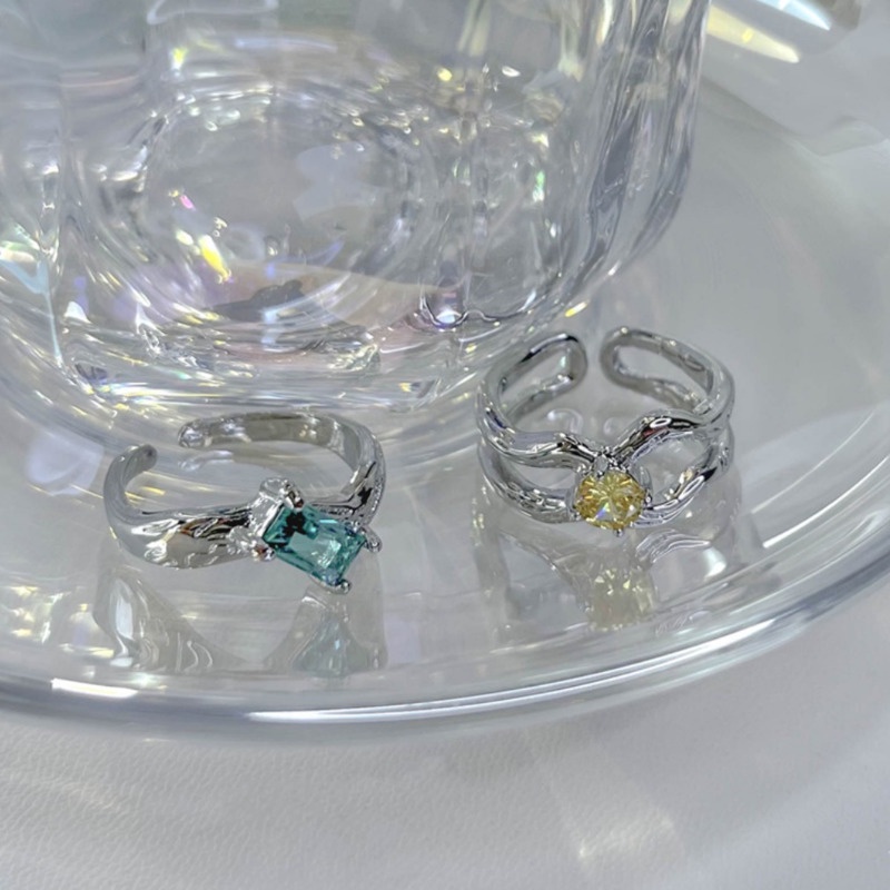 Nhẫn Hở Hình Nơ Đính Đá Zircon Nhiều Màu Sắc Phong Cách Hip Hop Thời Trang Sang Trọng Có Thể Điều Chỉnh