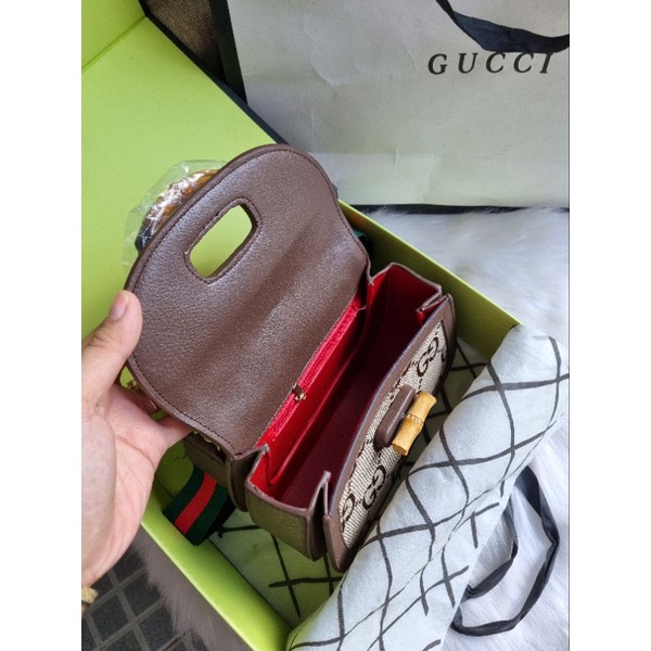 Túi gc quai gỗ logo GG to size22