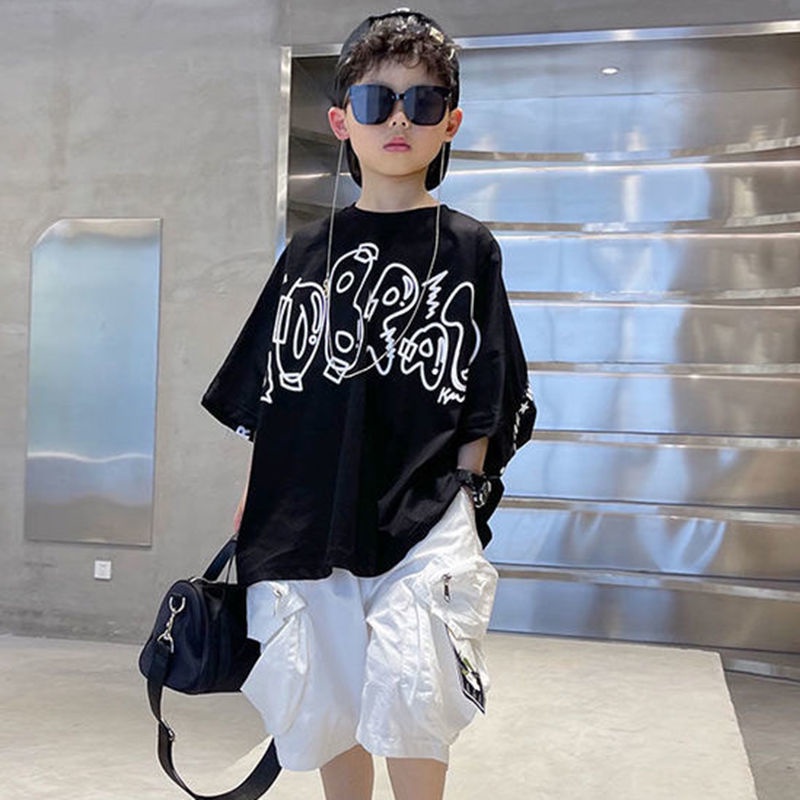 Áo Thun Cotton Tay Ngắn Dáng Rộng Phong Cách Phương Tây Thời Trang Mùa Hè Hàng Mới Dành Cho Bé Trai 2022