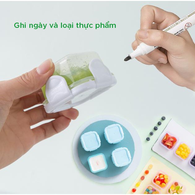 Hộp Trữ Đông Ăn Dặm Khay Trữ Động Có Nắp Đậy Dùng Được Trong Lò Vi Sóng 60ml Cho Bé