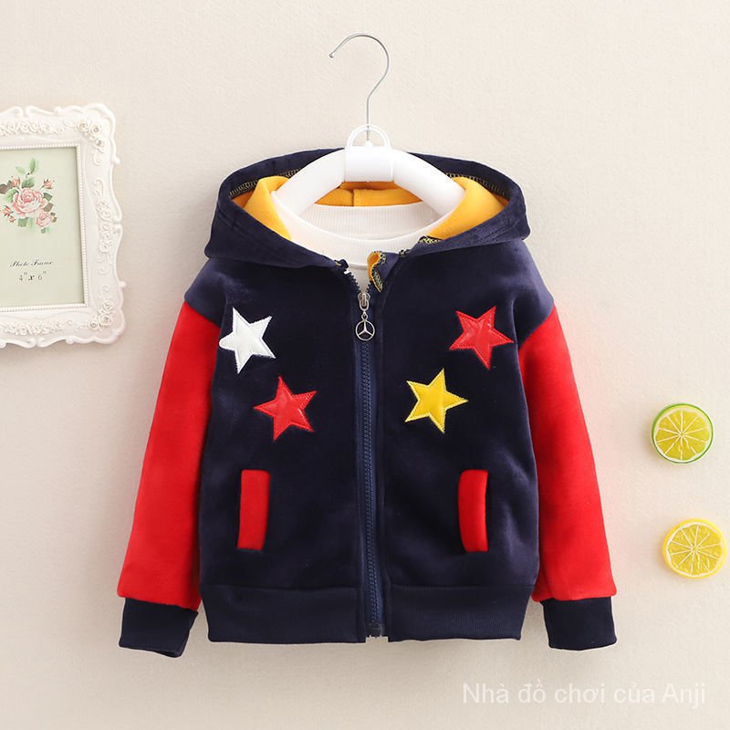 Korean New Winter Version Baby Boys Coat Plus Winter Hooded Sweater