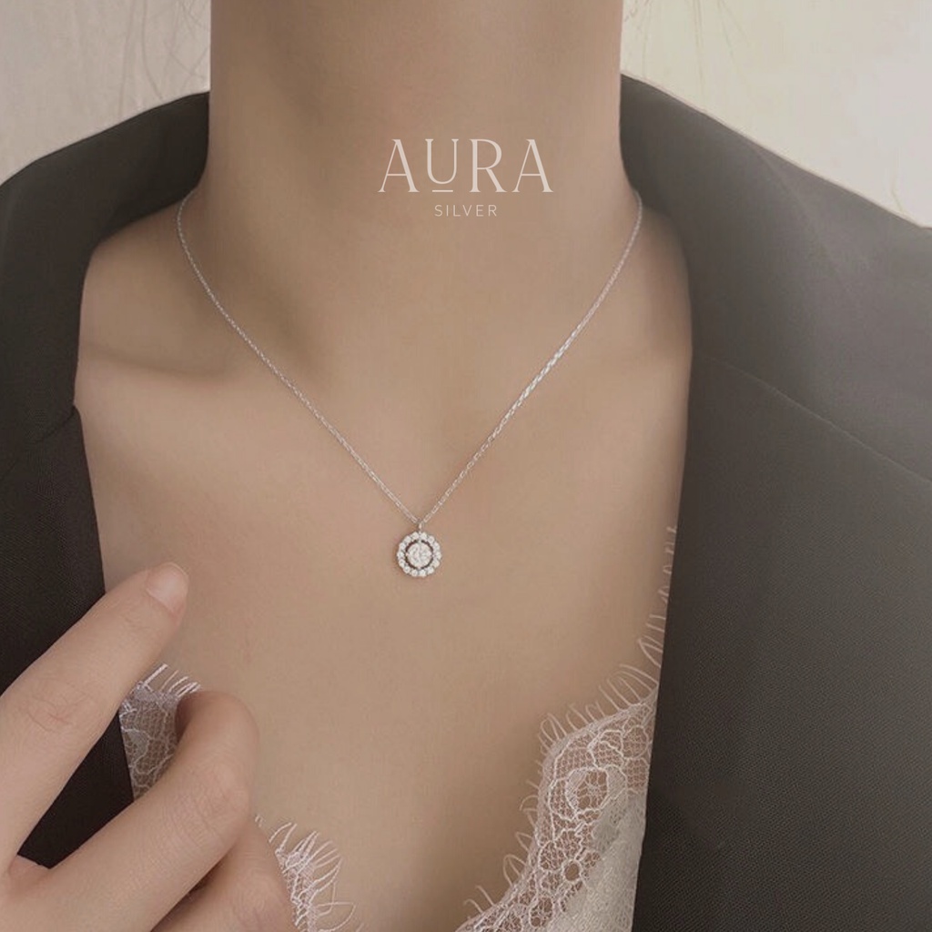 Dây chuyền bạc 925 cho nữ vòng cổ bạc Sun Flower-DC36-AURASILVER