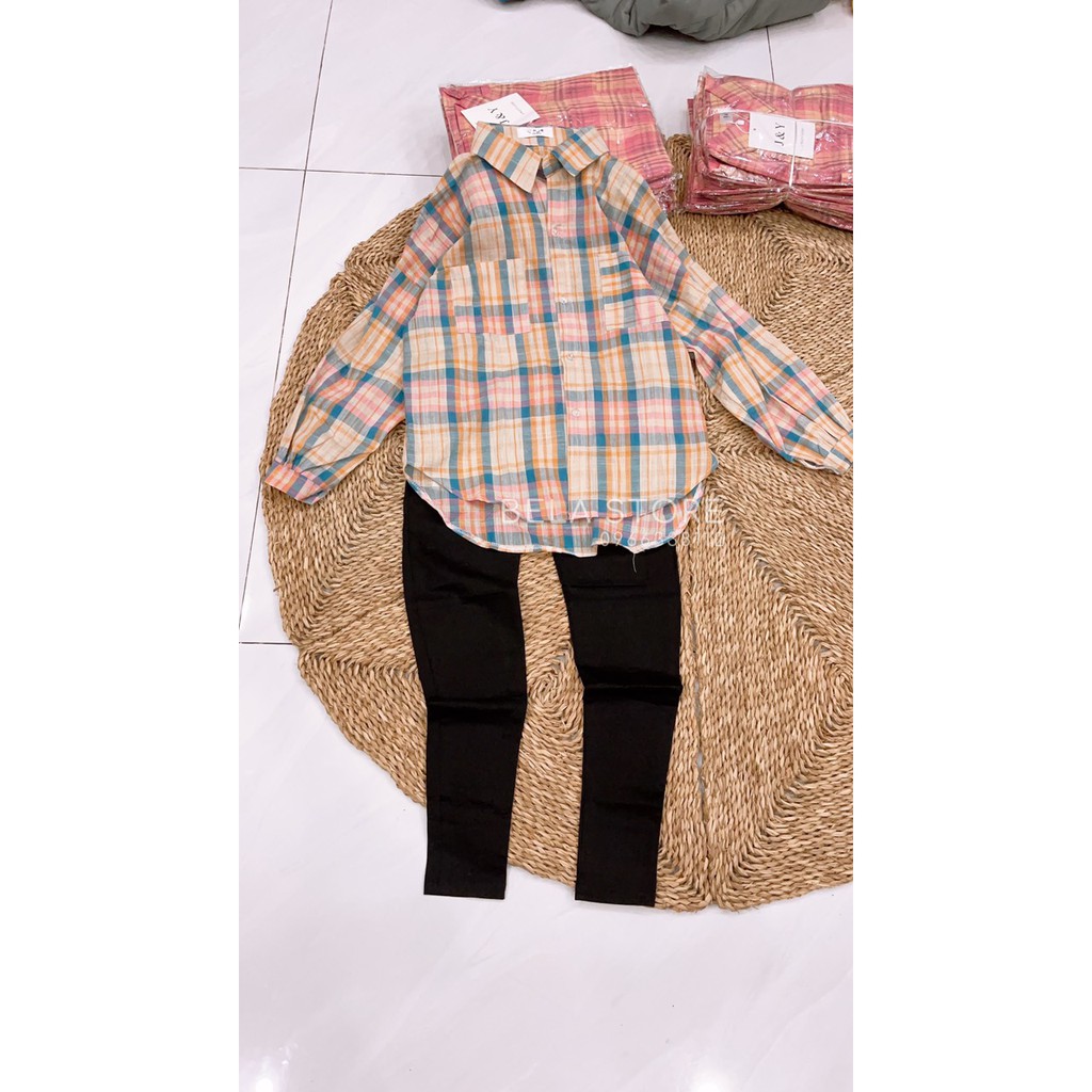 SÉT ÁO SƠMI CARO QUẦN LEGGIN NGẮN-DÀI (Video, ảnh thật)