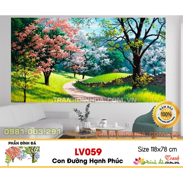 Tranh đính đá cao cấp Con đường hạnh phúc LV059 Kích thước 118cm x 78cm