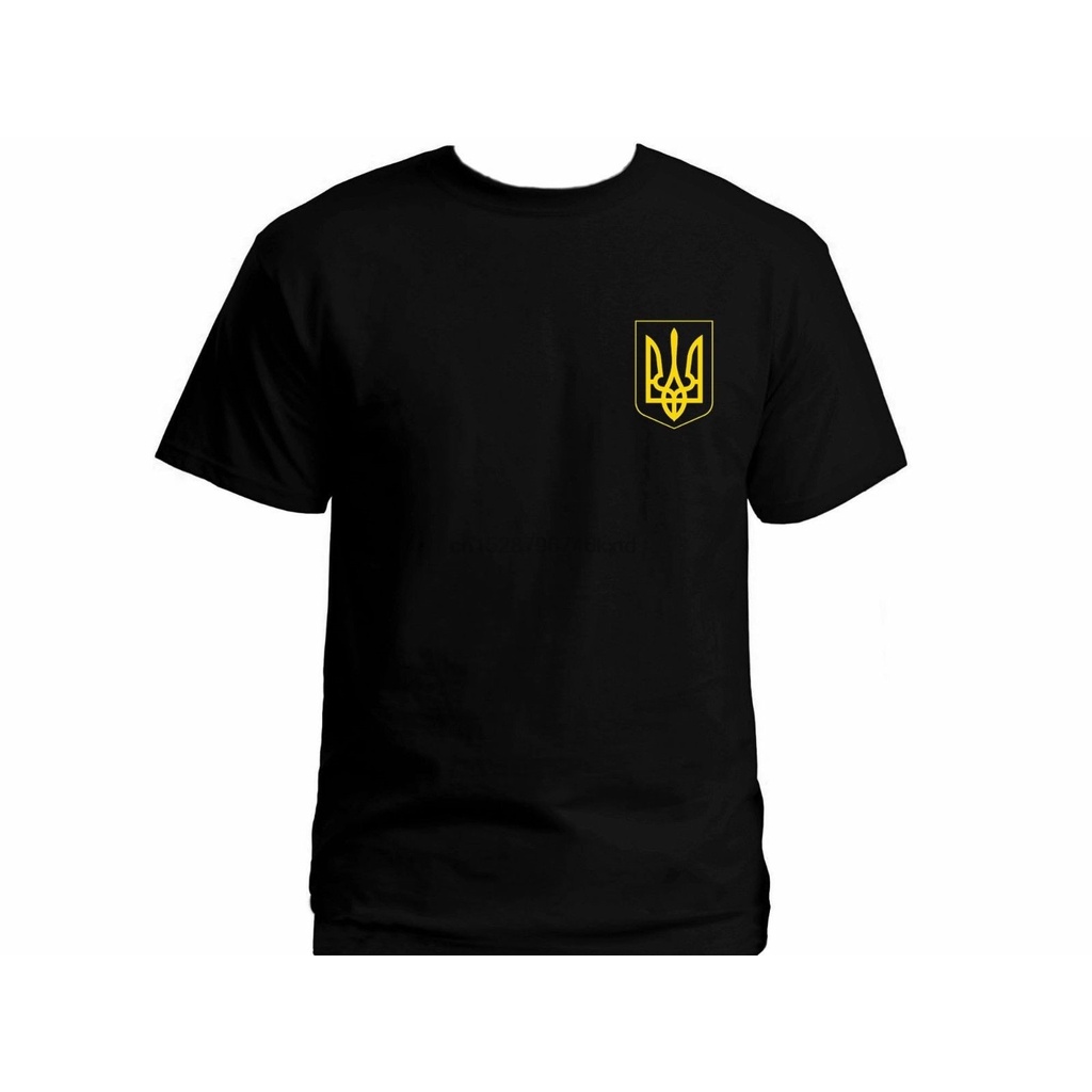 2021 Áo Thun Đen 100% cotton Mẫu Cờ Ukrainian Ukraine Patrick