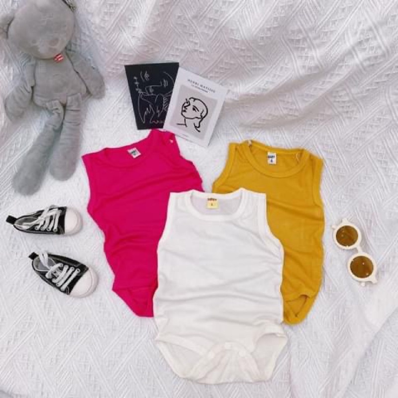 Bộ body chip Sát nách chất Tăm Lạnh siêu mềm mát bodysuit đồ liền thân quần áo sơ sinh cho bé 0-12M