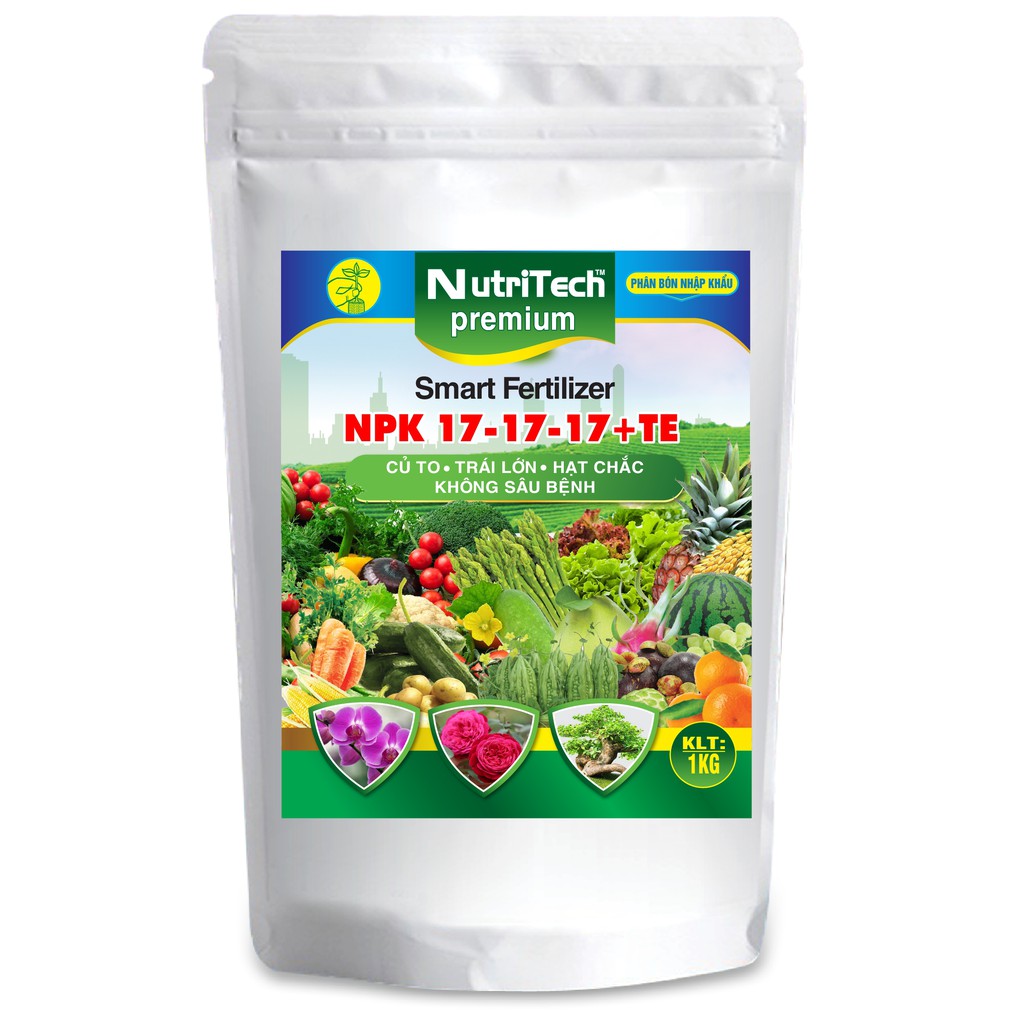 Phân bón NPK 17-17-17 +TE NutriTech Premium (1 kg) - Thích hợp cho cây ăn qả, củ