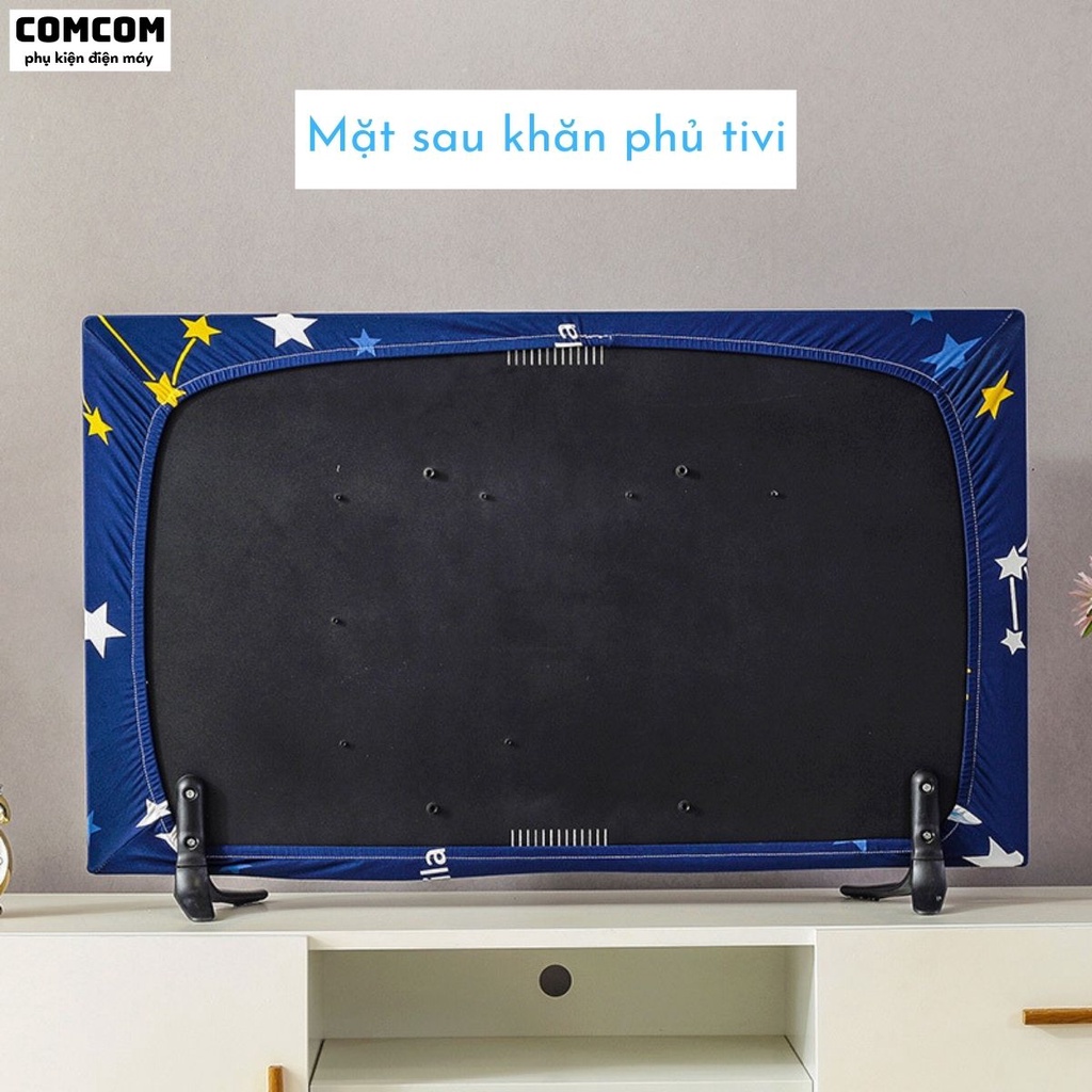 Khăn phủ tivi 32&quot;, 43&quot;, 50&quot;, 55&quot;, 65&quot;, 70&quot; - Rèm che bụi tivi vải cao cấp - Họa tiết màn che tivi dễ thương, bắt mắt