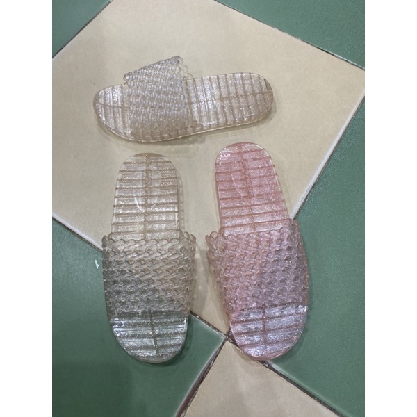 Dép Lê nhựa nữ kim tuyến 3 quai. Dép đi trong nhà ngoài trời rửa nước