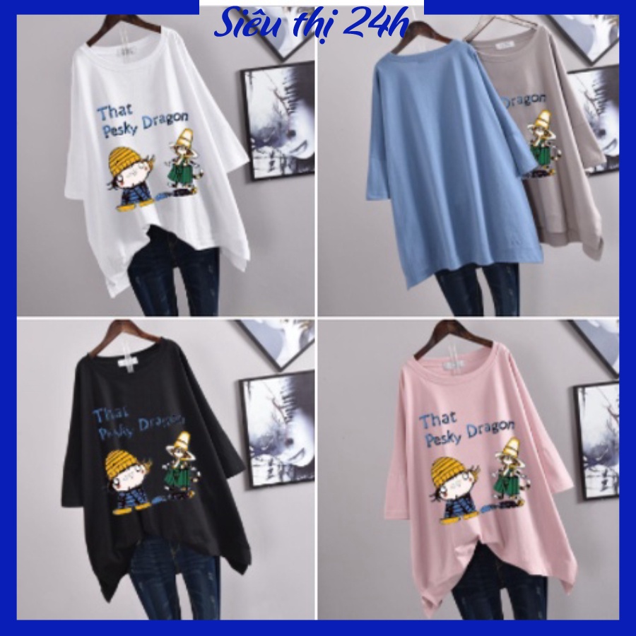 Áo thun form rộng tay lỡ Siêu thị 24 giờ, áo phông unisex Siêu thị 24 giờ in chữ That Pesky Dragon