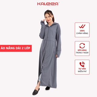 Áo Khoác Chống Nắng 2 Lớp Dáng Dài Nữ Thiết Kế Mắt Lưới Thoáng Mát Thấm Hút Mồ Hôi Kaleea A4 Chất Mềm Có Mũ Gắn Liền