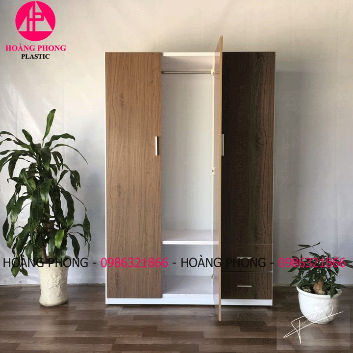( HÀNG CHÍNH HÃNG ) Tủ quần áo nhựa đài loan 3 cánh vân gỗ ngang 1m22 cao 1m85 miễn phí giao hàng | BigBuy360 - bigbuy360.vn