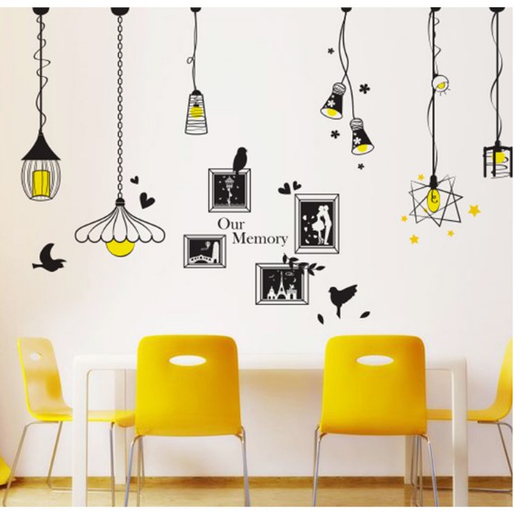 Decal trang trí bóng đèn dây One Memory (7 bóng 4 khung ảnh )