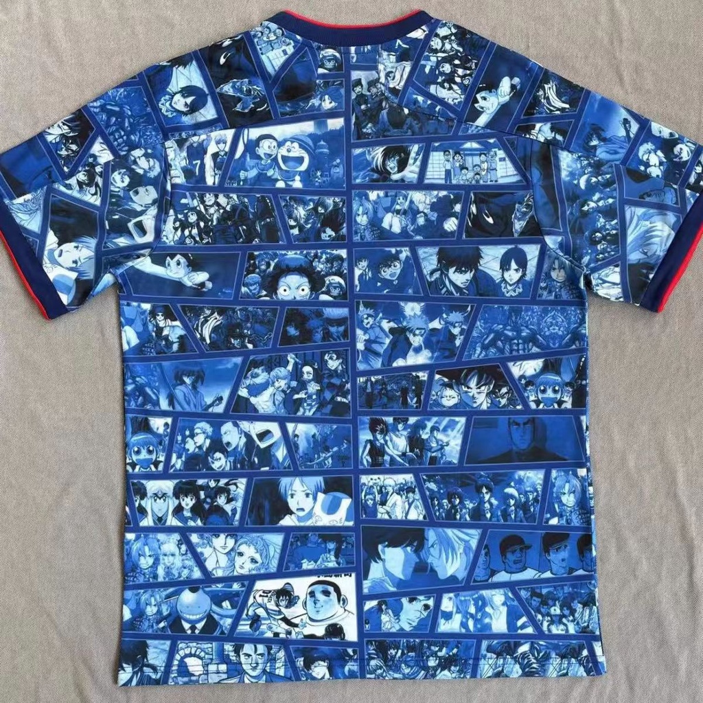 New 2023 nhật bản anime màu xanh phiên bản đặc biệt bóng đá jersey ngắn tay áo phông in áo phông tee