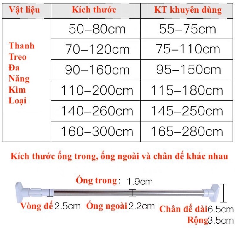 Thanh treo đa năng không cần khoan tường 🔆 🌟 🎈