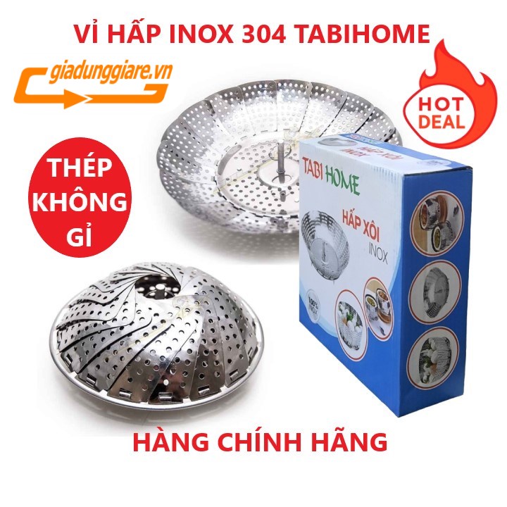 VỈ HẤP thực phẩm TABIHOME ( INOX 100% ) khay hấp đa năng đồ xôi hấp cá hấp cách thủy xửng hấp đồ ăn tiện lợi