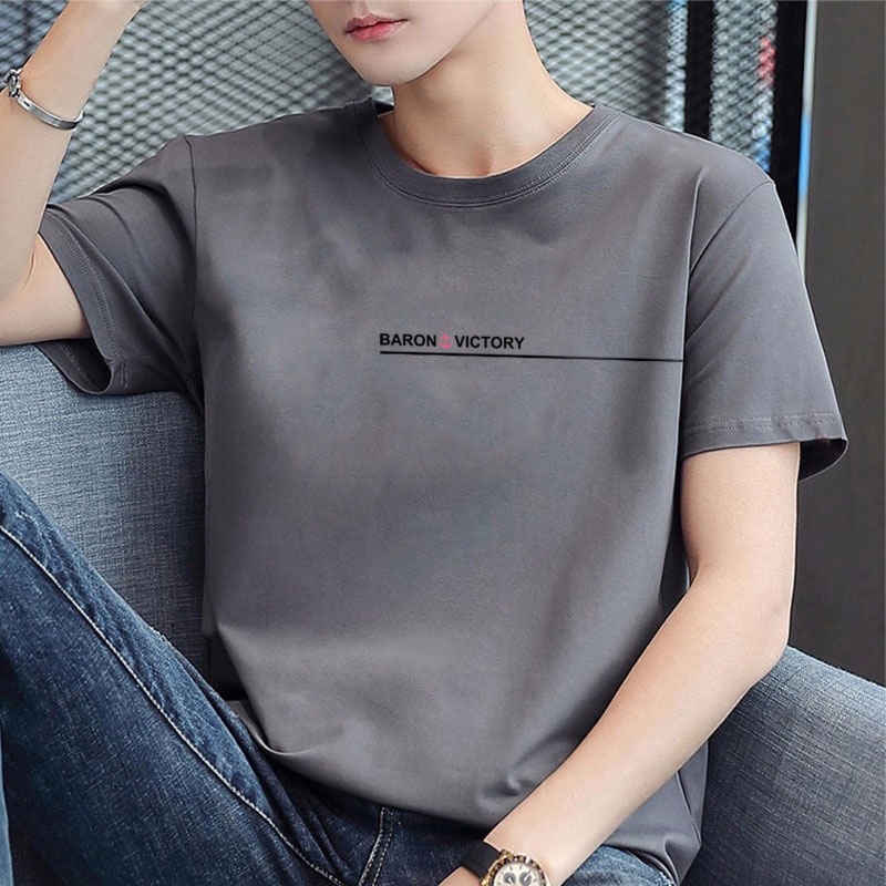 Áo Thun Cotton Tay Ngắn Cổ Tròn Dễ Phối Đồ Thời Trang Cho Nam