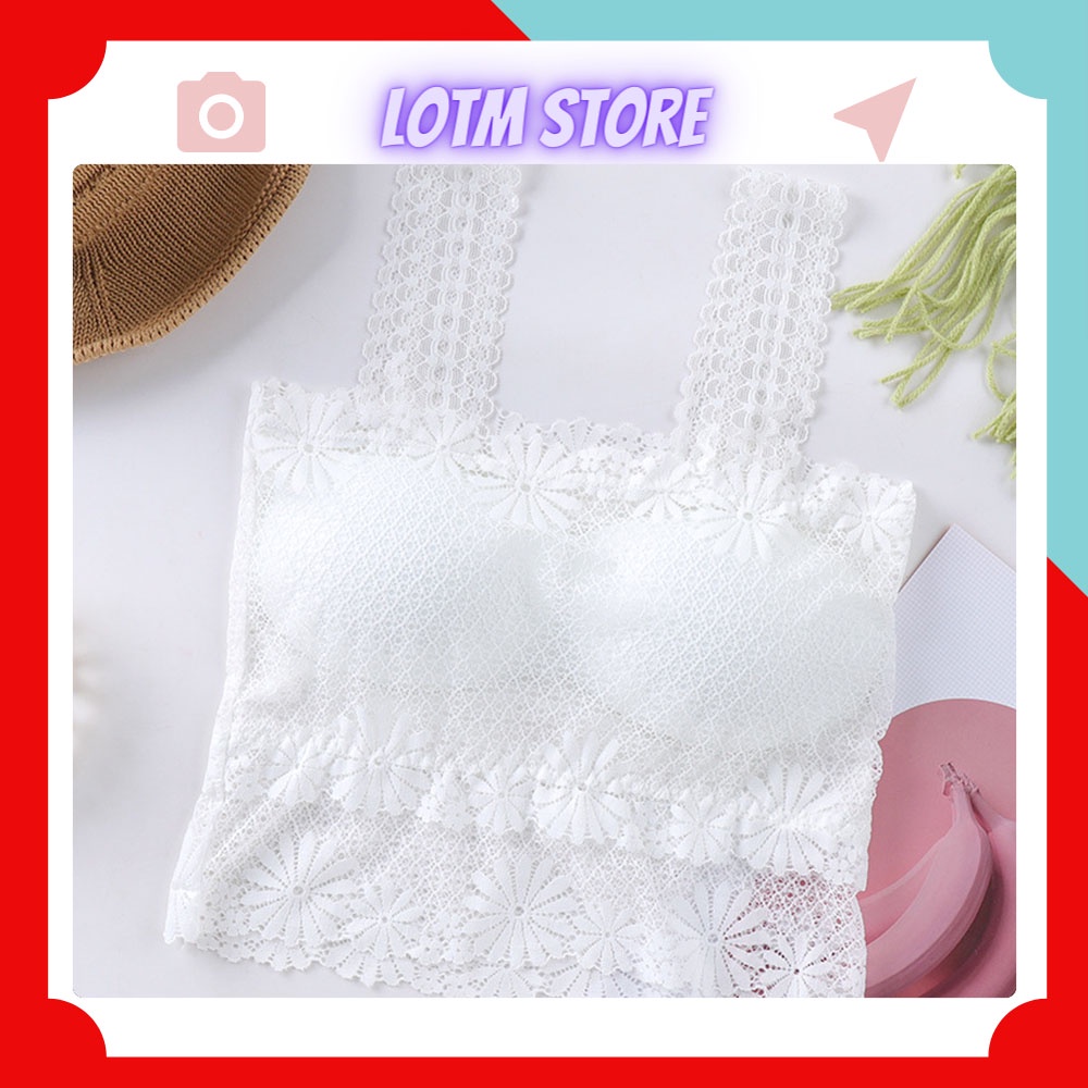 Áo bra nữ ren hoa dáng croptop đệm nâng ngực siêu xinh LOTM STORE AL 16