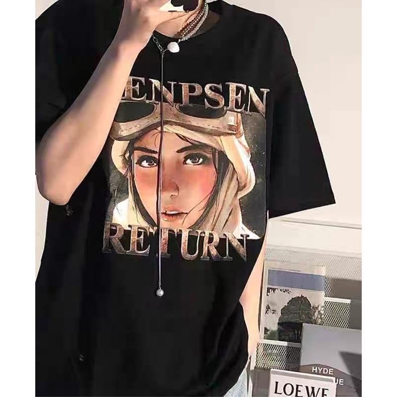 Áo thun ngắn tay dáng rộng Xiaozhainv in họa tiết phong cách hip hop đường phố dành cho nữ | BigBuy360 - bigbuy360.vn