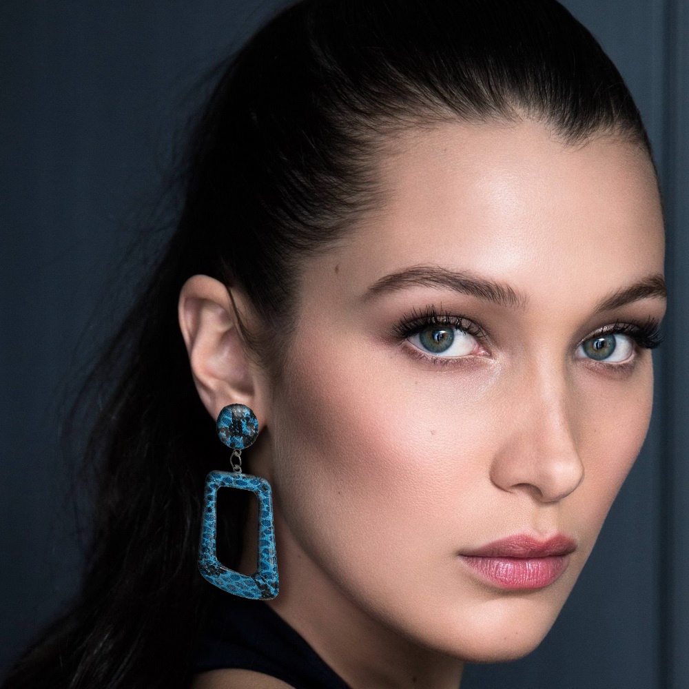 Bông Tai Họa Tiết Da Báo / Hình Học / Tròn / Vuông Phong Cách Retro Thời Trang