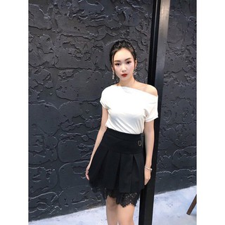 áo thun nữ trễ vai vải zip cotton kèm ảnh thật