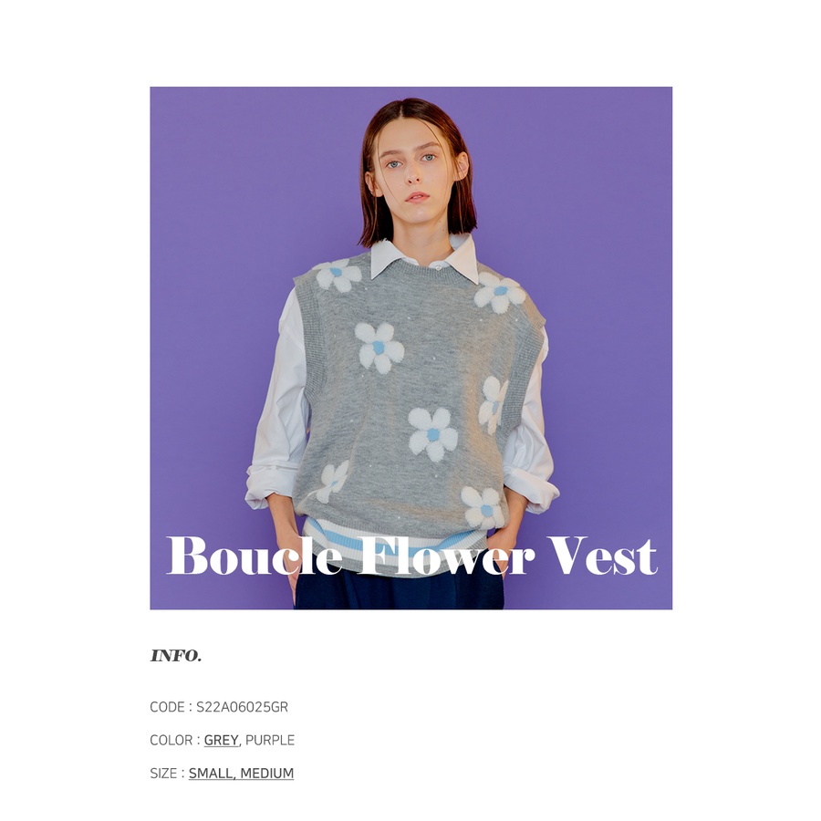 [ GENERAL IDEA STANDARD] Áo len gi-lê S22A06025 | Boucle Flower Vest