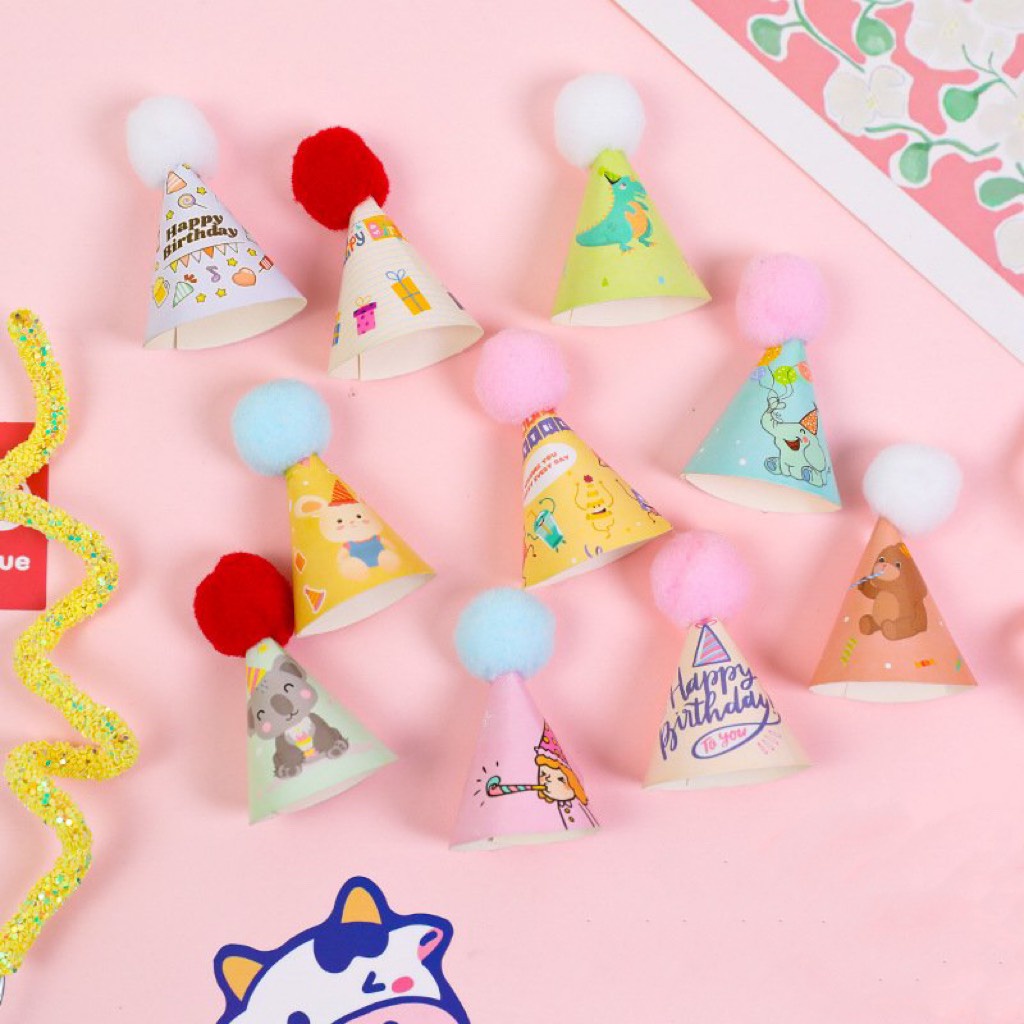 – Mũ bông mini  - Trang trí bánh sinh nhật bánh kem