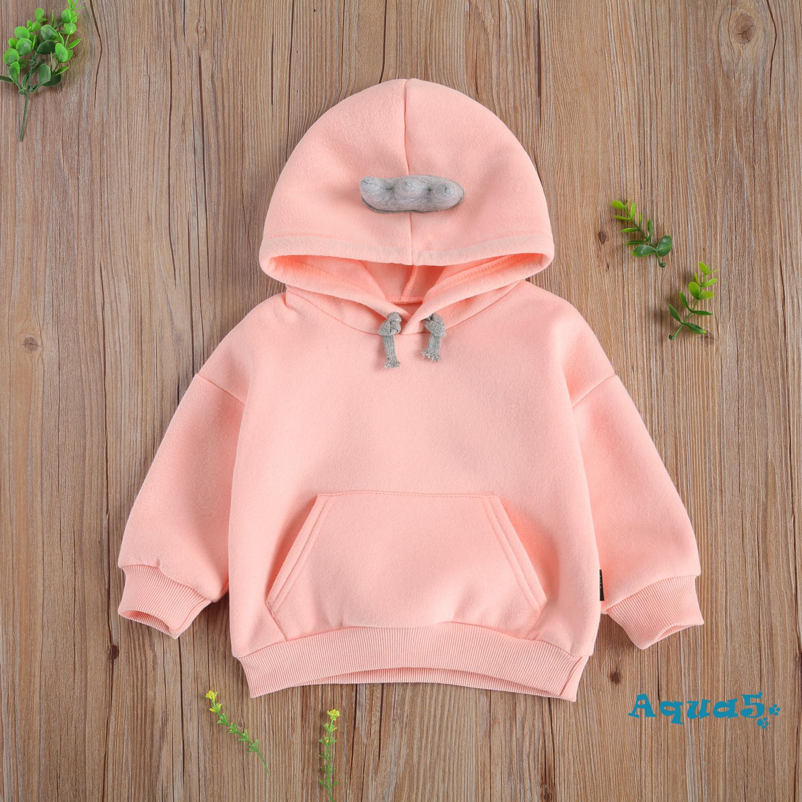 Áo Hoodie Tay Dài Màu Trơn Trẻ Trung Cho Bé