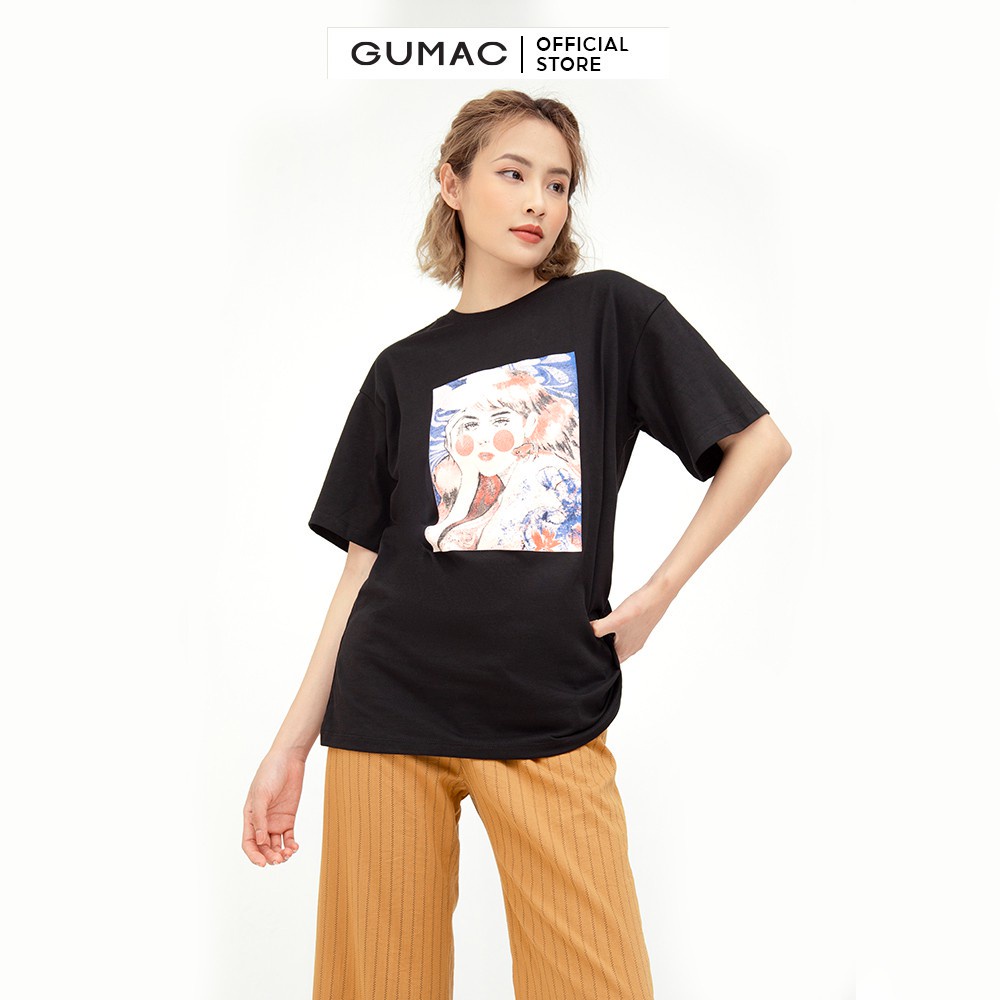 Áo thun unisex in cô gái GUMAC nhiều màu tay ngắn ATB549